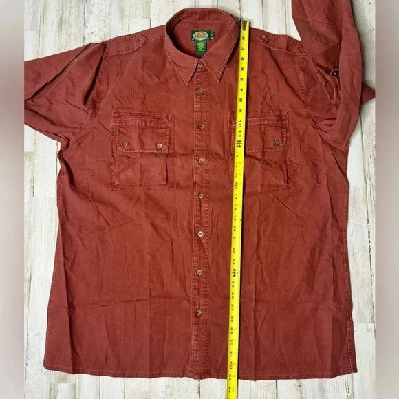 Cabelas Outdoor Gear Heavy Duty Twill Long sleeve Button Up Shirt 2XTall Maroon - Picture 6 of 13